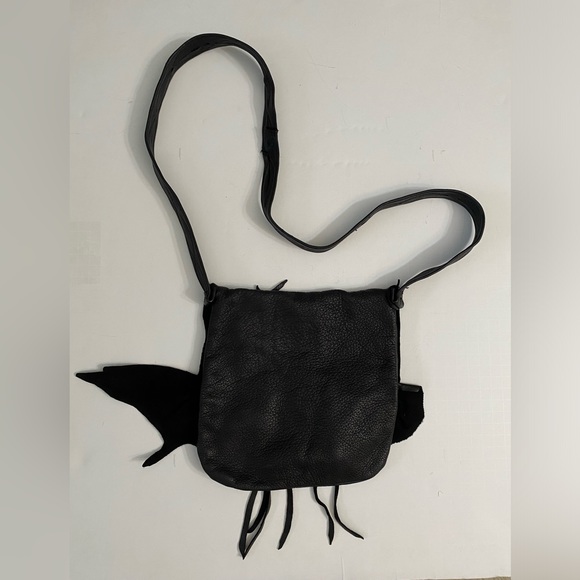 ERDA Vtg Handmade Deer- hide Shoulder crossbody Black purse Unique & stylish - Picture 8 of 16